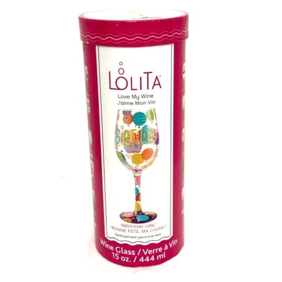 Lolita Wine Glass Birthday Girl Bonne Fete Ma Chere Goblet & Recipe 15 oz - Picture 1 of 7